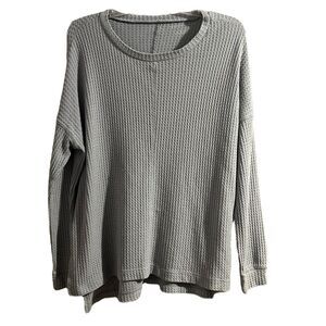 American Eagle Women’s Waffle Knit Shirt Top LS Oversized Side Split Size Small